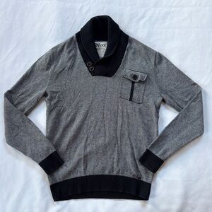 Grey and Black buttoned turtleneck sweater